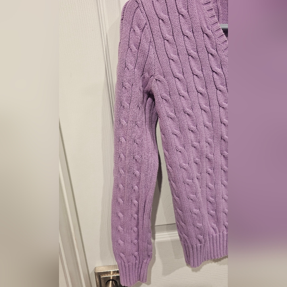 Ralph Lauren Sport Women's Lavender V-Neck Sweater 100% Cotton Size-M - Picture 6 of 11